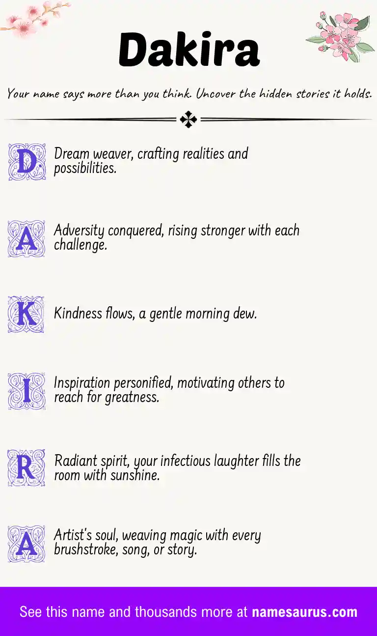 Acrostic poem about Dakira.