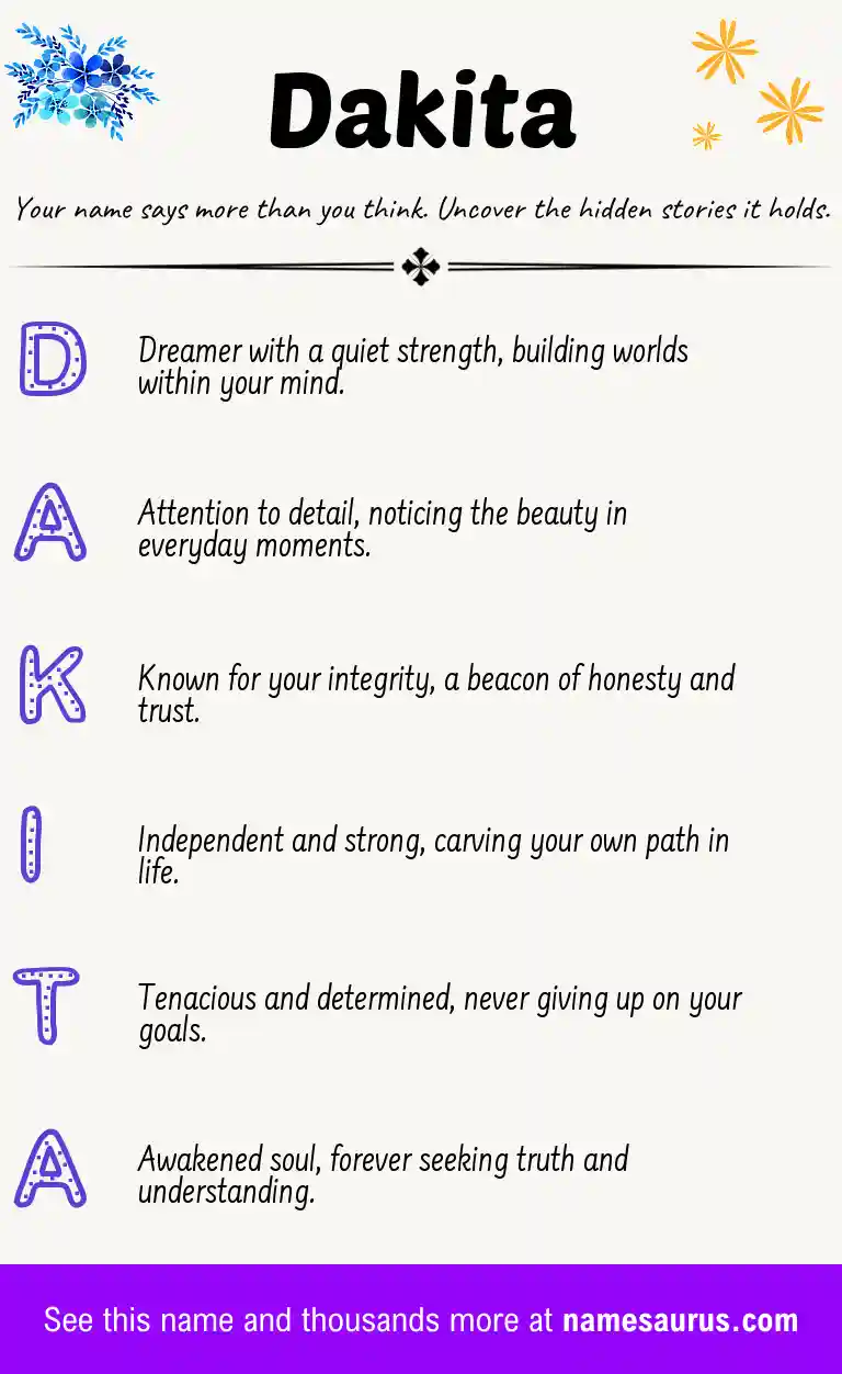 Acrostic poem about Dakita.