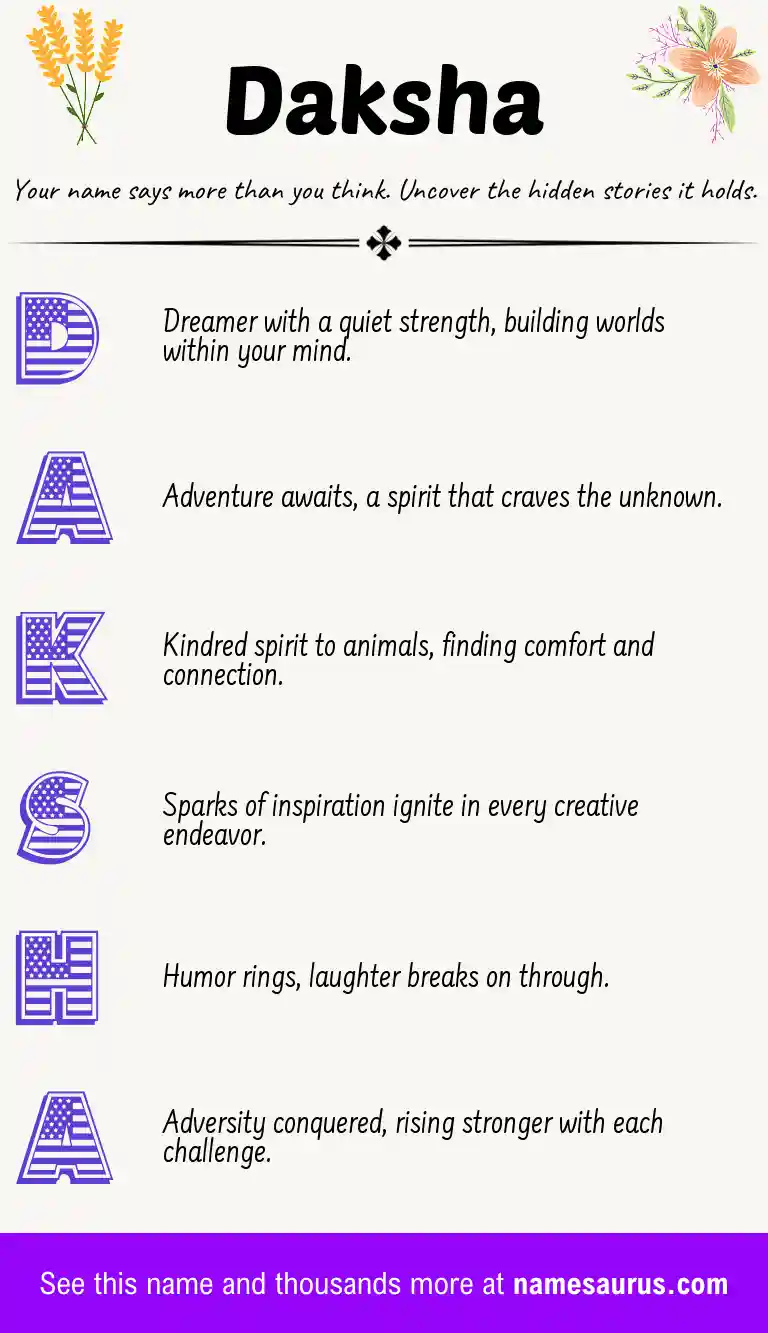 Acrostic poem about Daksha.