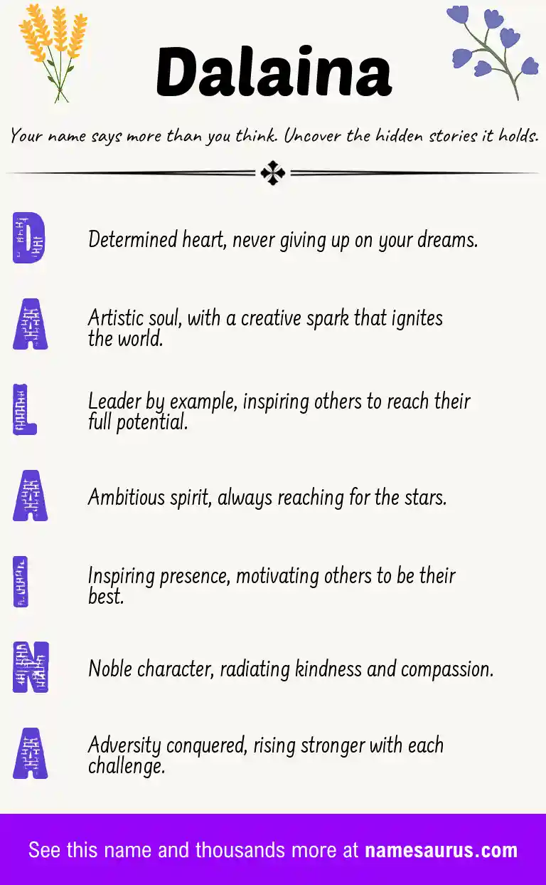 Acrostic poem about Dalaina.