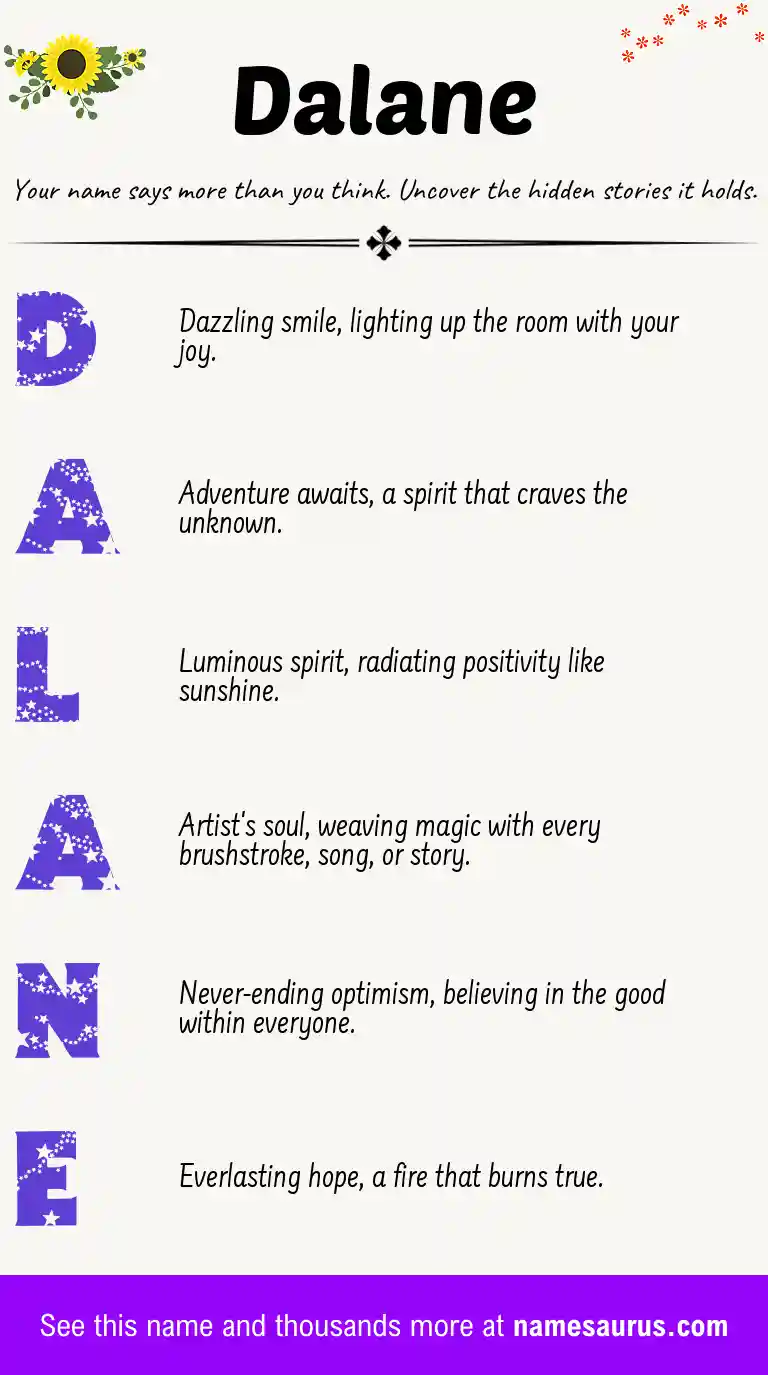 Acrostic poem about Dalane.
