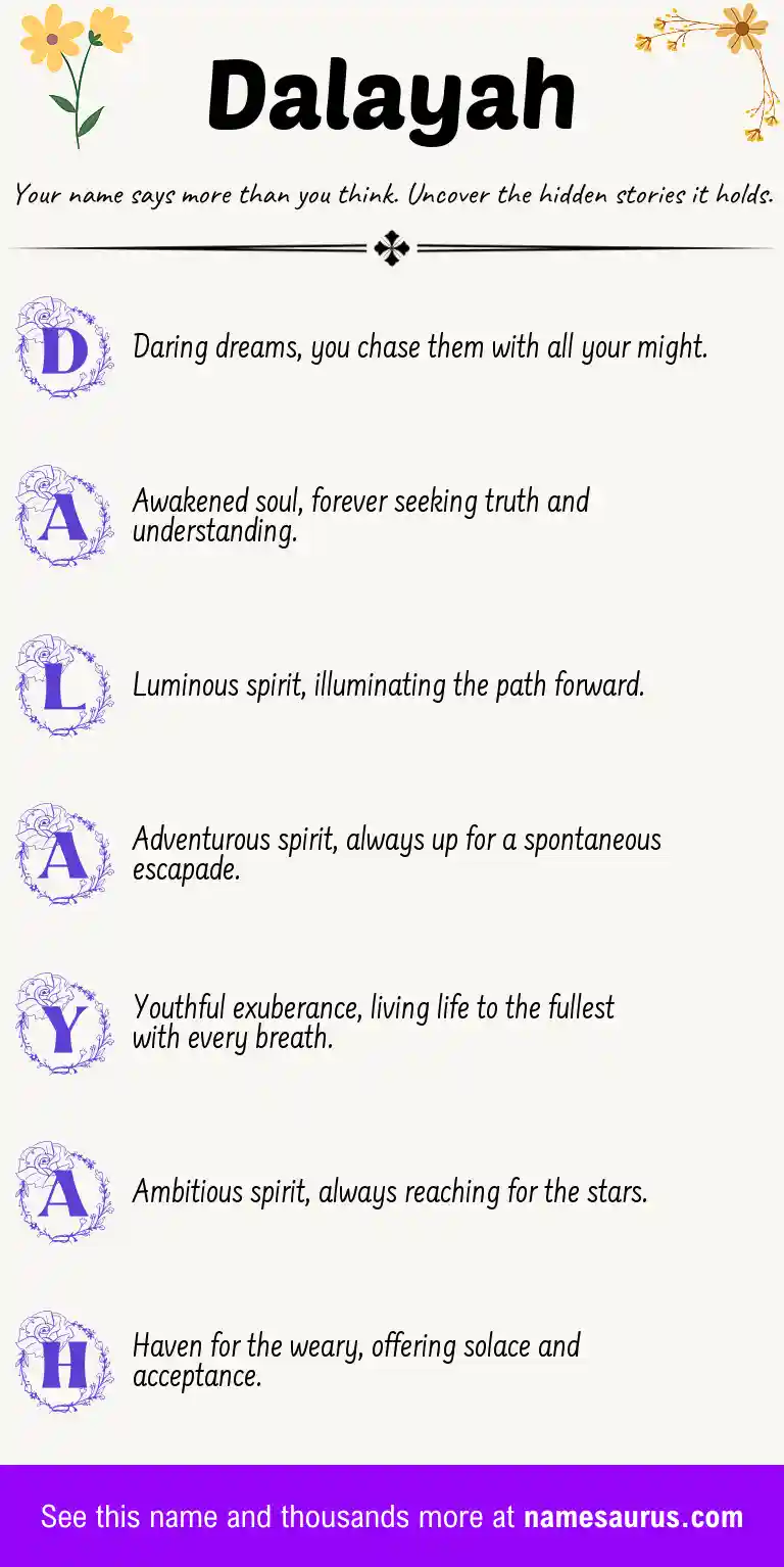 Acrostic poem about Dalayah.