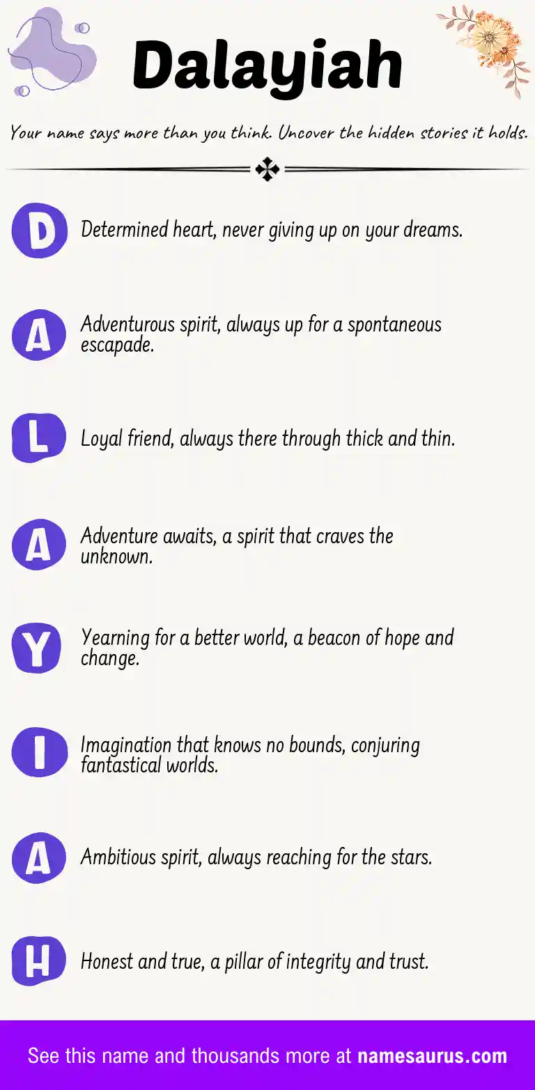 Acrostic poem about Dalayiah.
