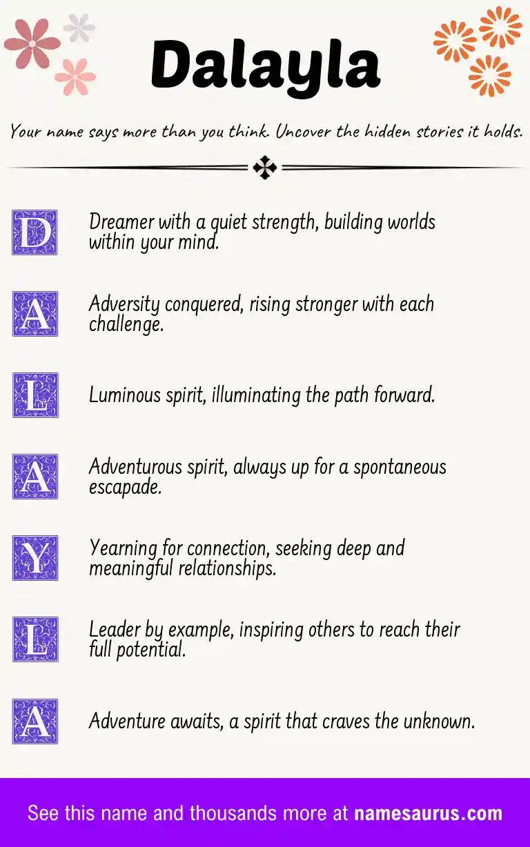 Acrostic poem about Dalayla.