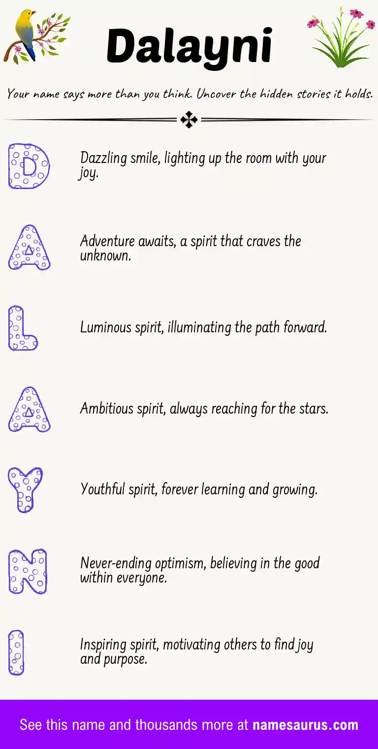 Acrostic poem about Dalayni.