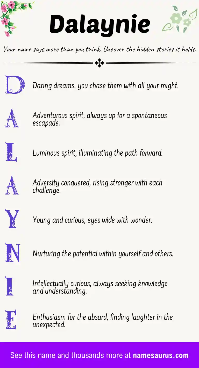 Acrostic poem about Dalaynie.