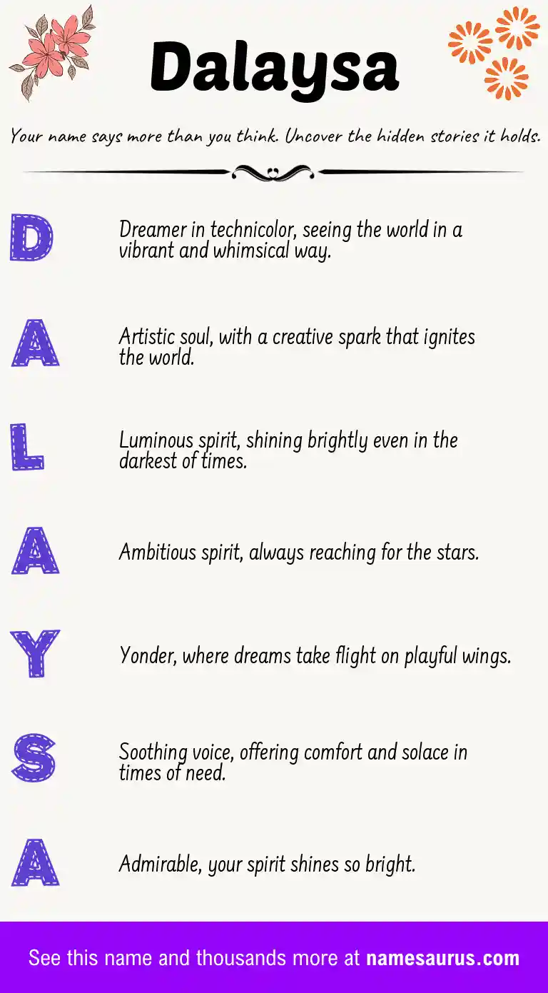 Acrostic poem about Dalaysa.