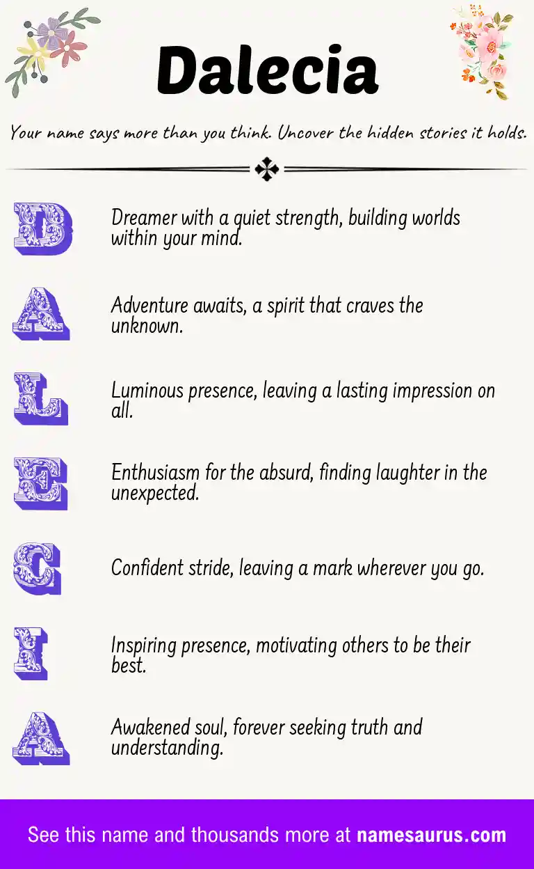 Acrostic poem about Dalecia.