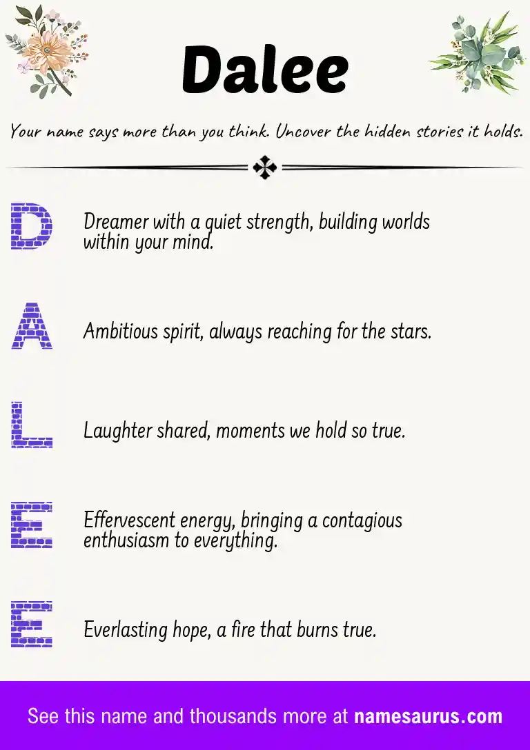 Acrostic poem about Dalee.