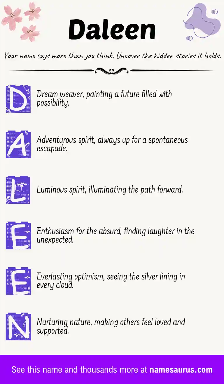 Acrostic poem about Daleen.