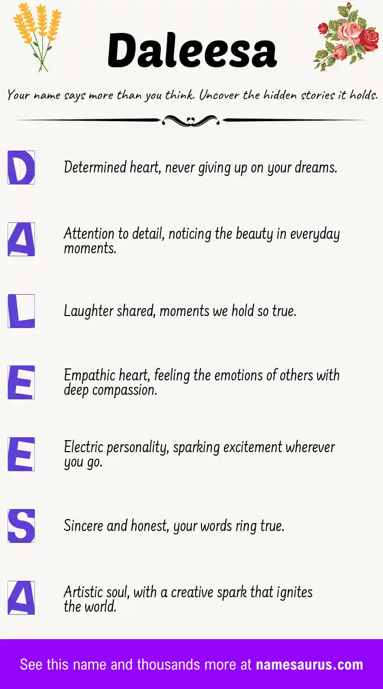 Acrostic poem about Daleesa.