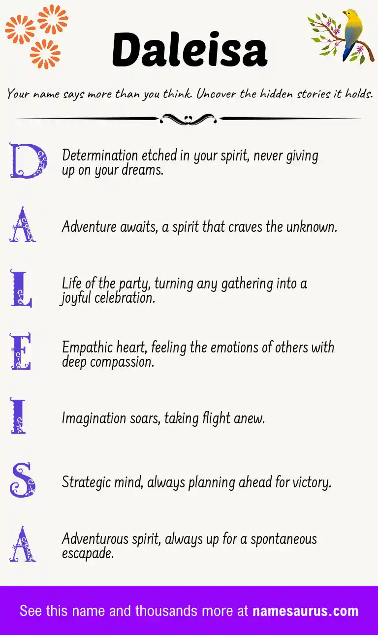 Acrostic poem about Daleisa.