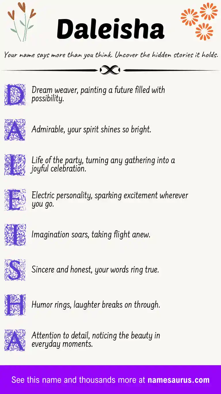 Acrostic poem about Daleisha.