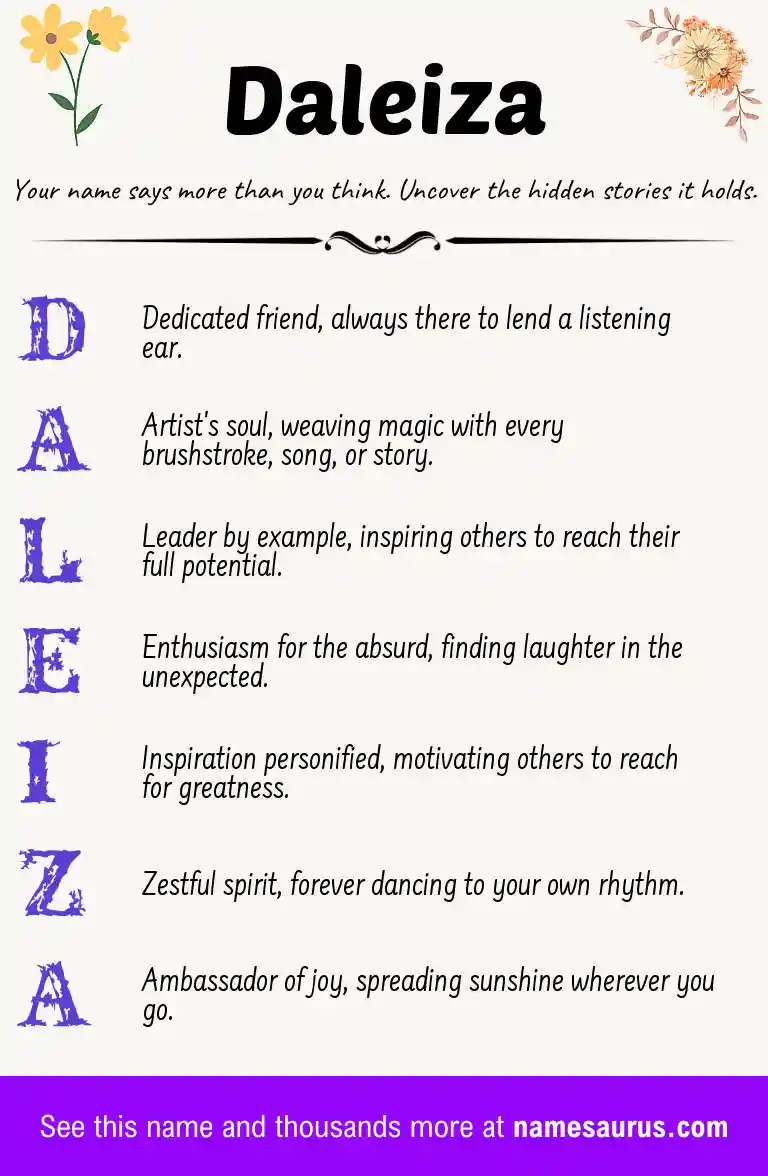 Acrostic poem about Daleiza.