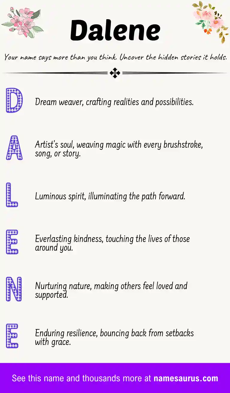Acrostic poem about Dalene.