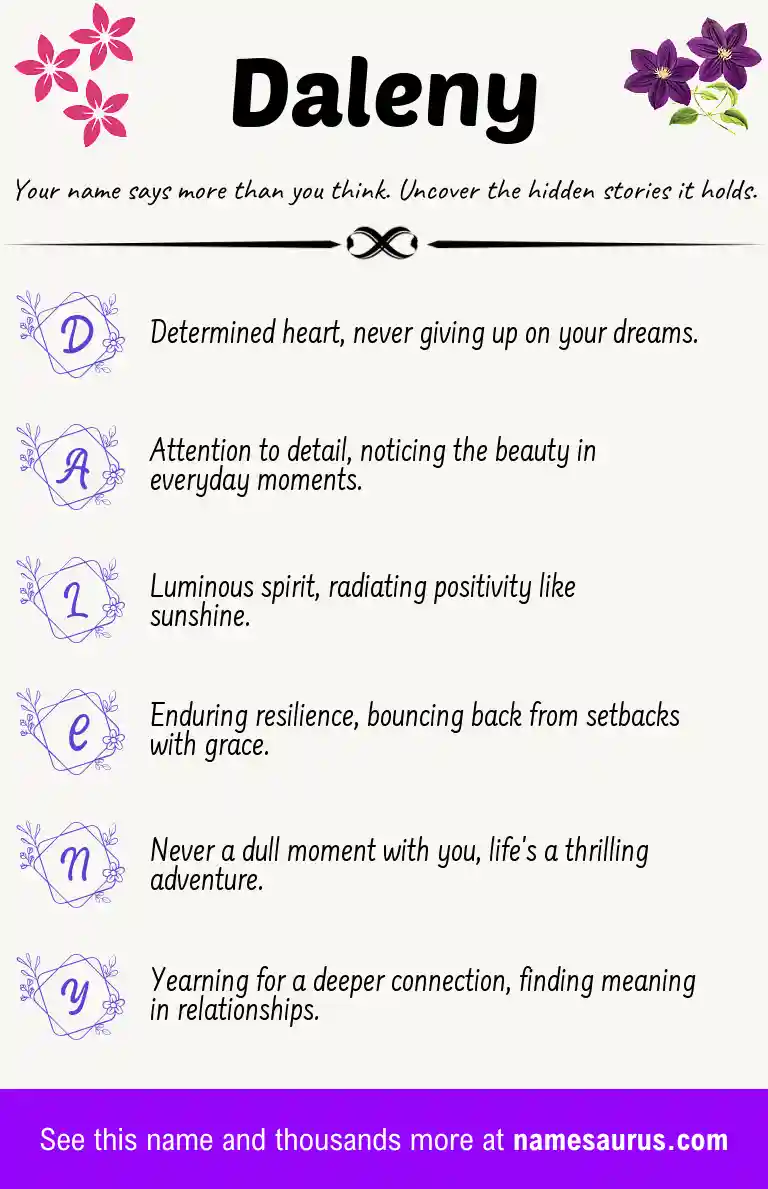 Acrostic poem about Daleny.