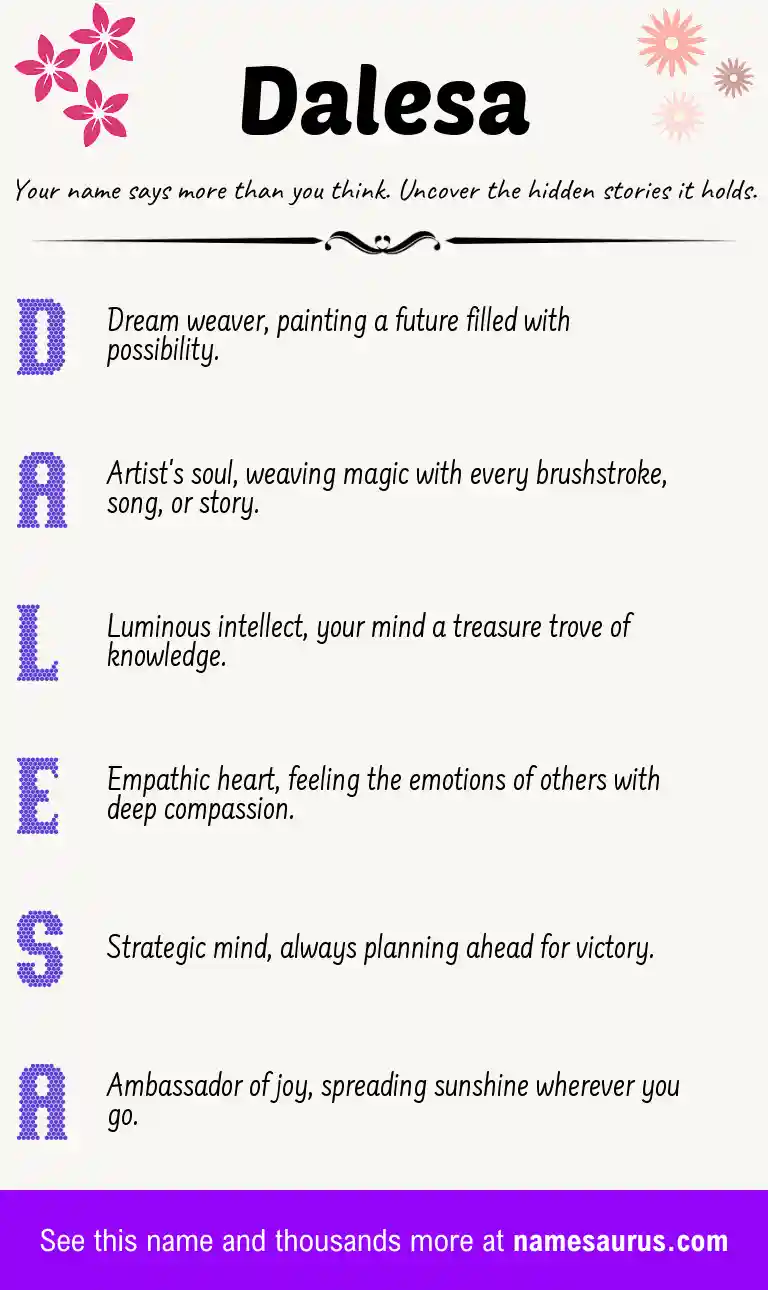 Acrostic poem about Dalesa.