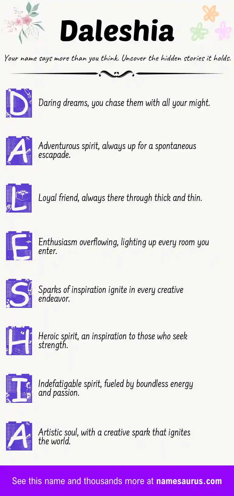 Acrostic poem about Daleshia.