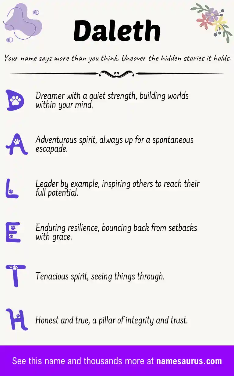 Acrostic poem about Daleth.