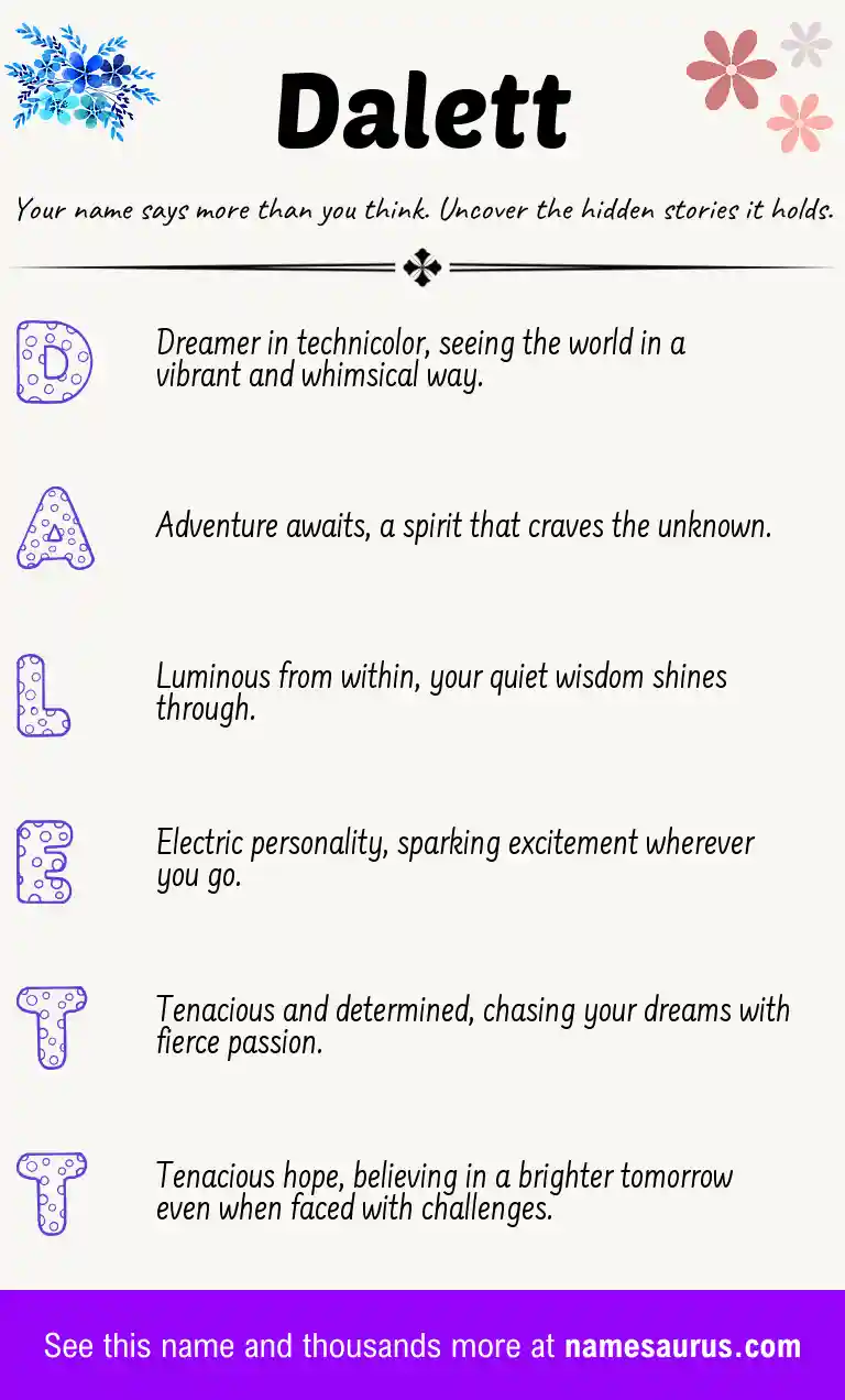 Acrostic poem about Dalett.