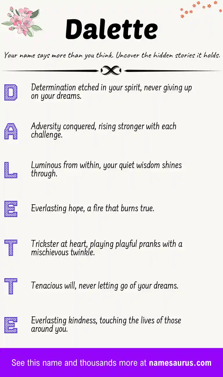 Acrostic poem about Dalette.