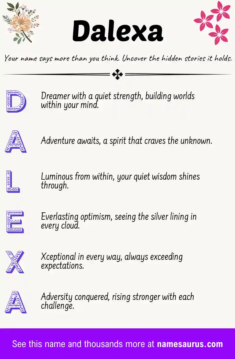 Acrostic poem about Dalexa.