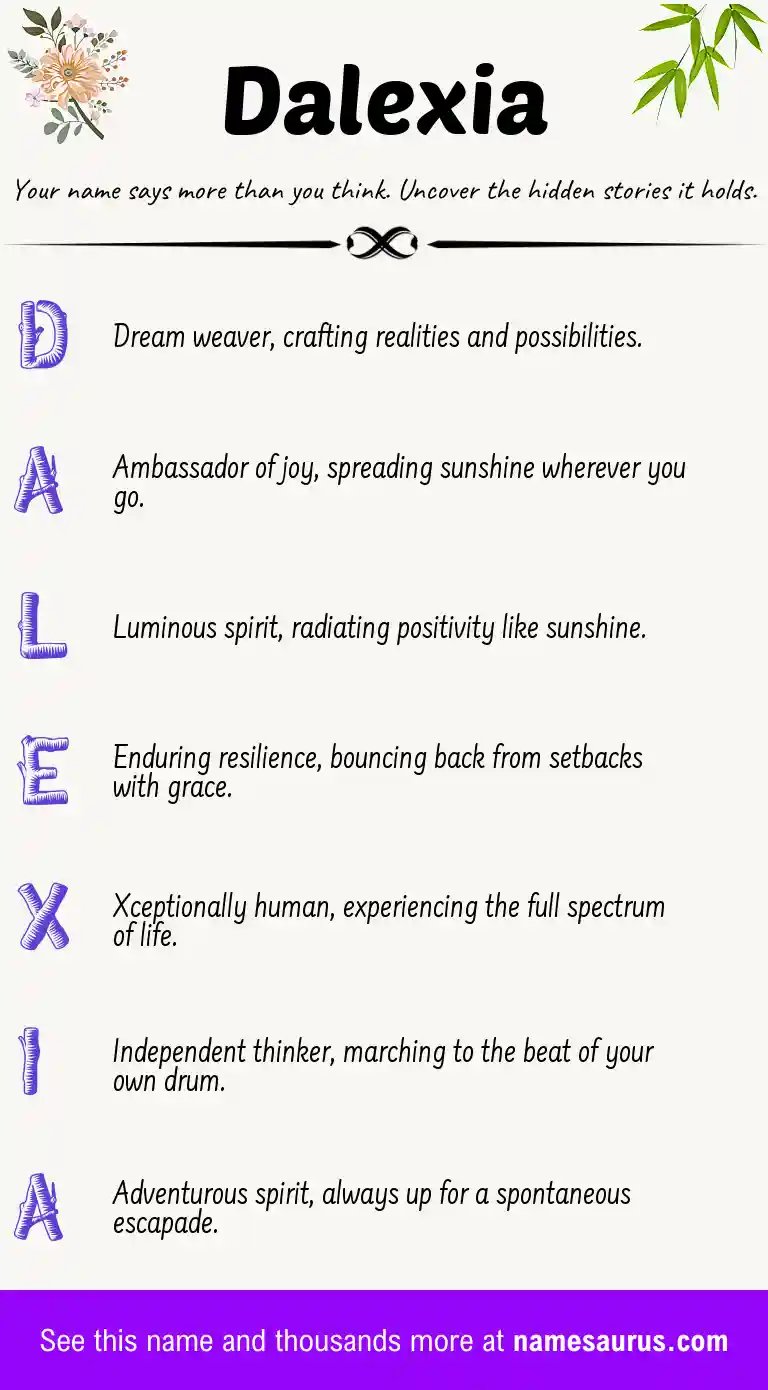 Acrostic poem about Dalexia.