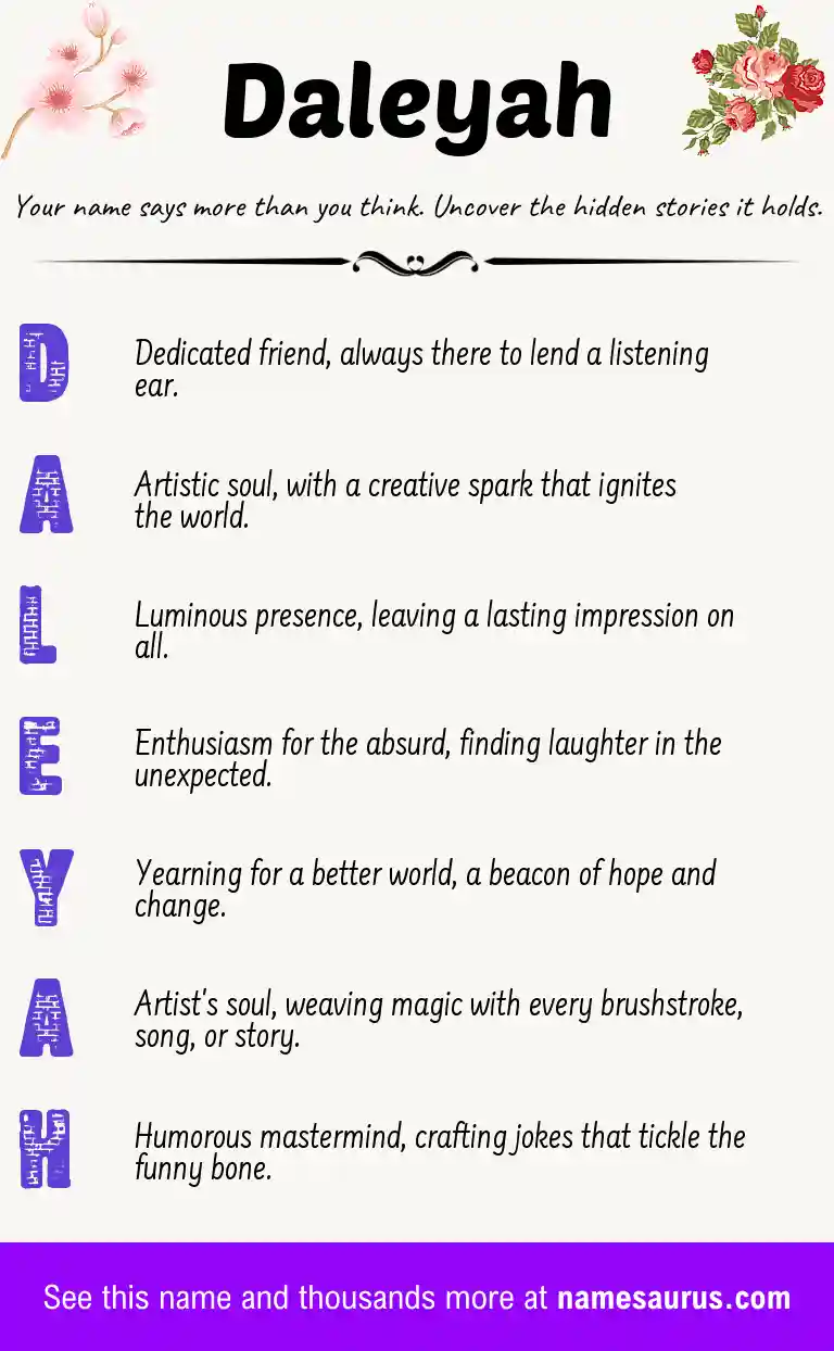 Acrostic poem about Daleyah.
