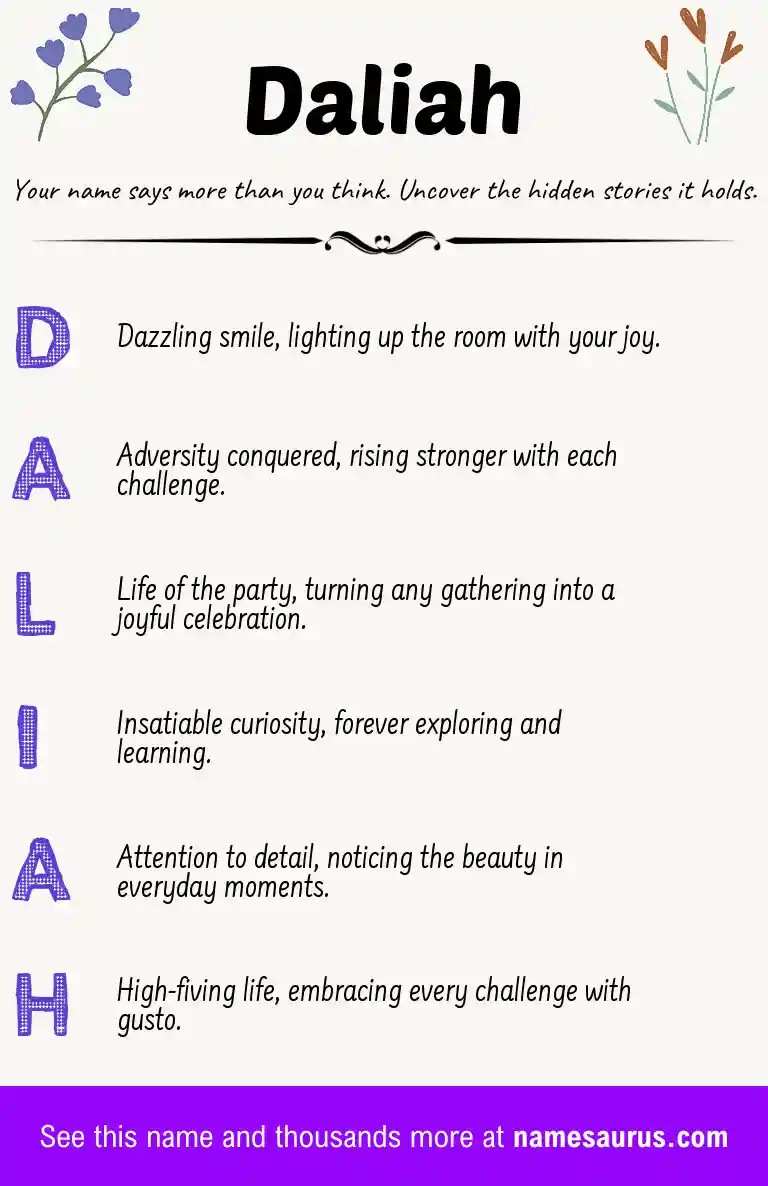 Acrostic poem about Daliah.