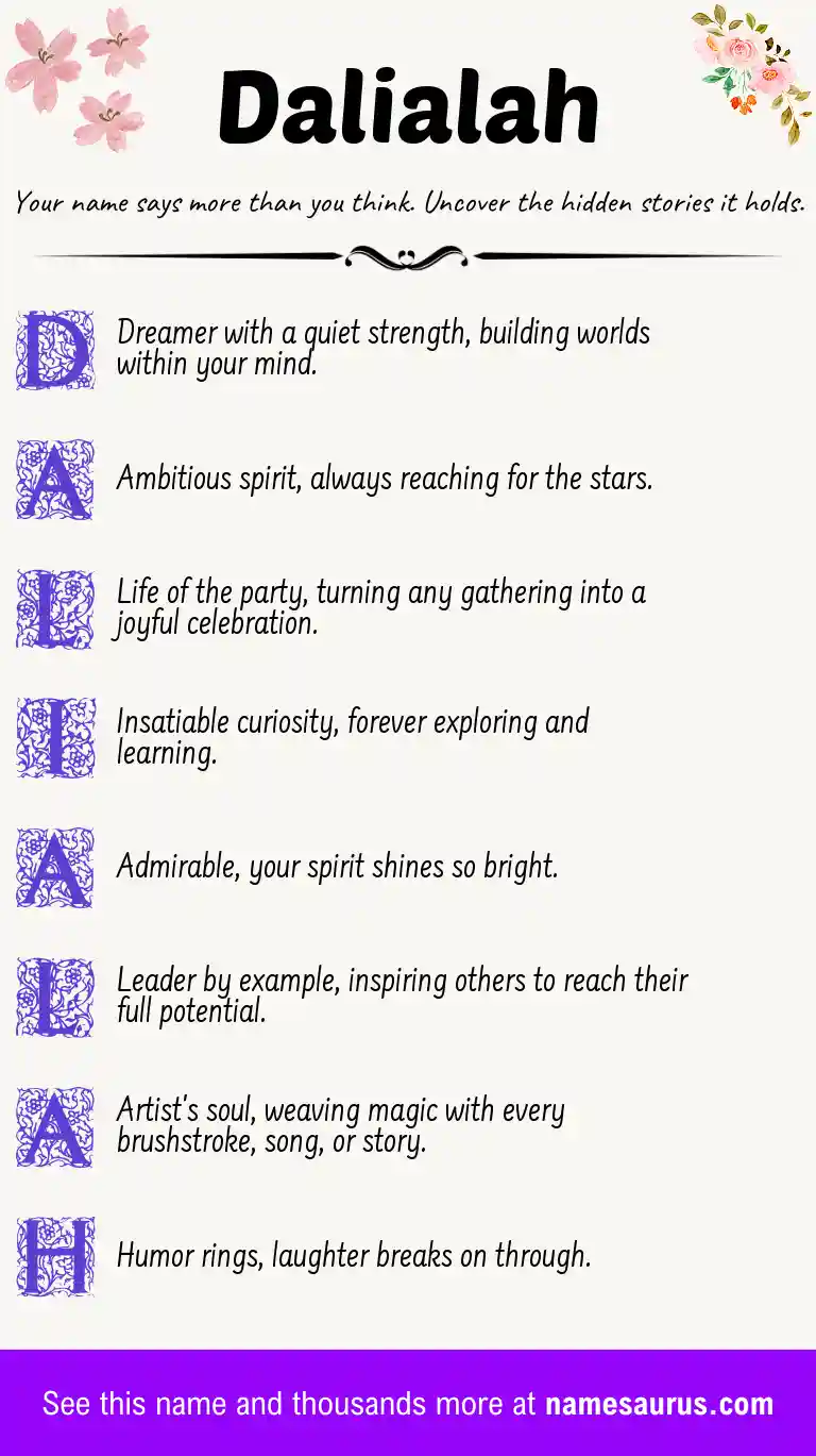 Acrostic poem about Dalialah.