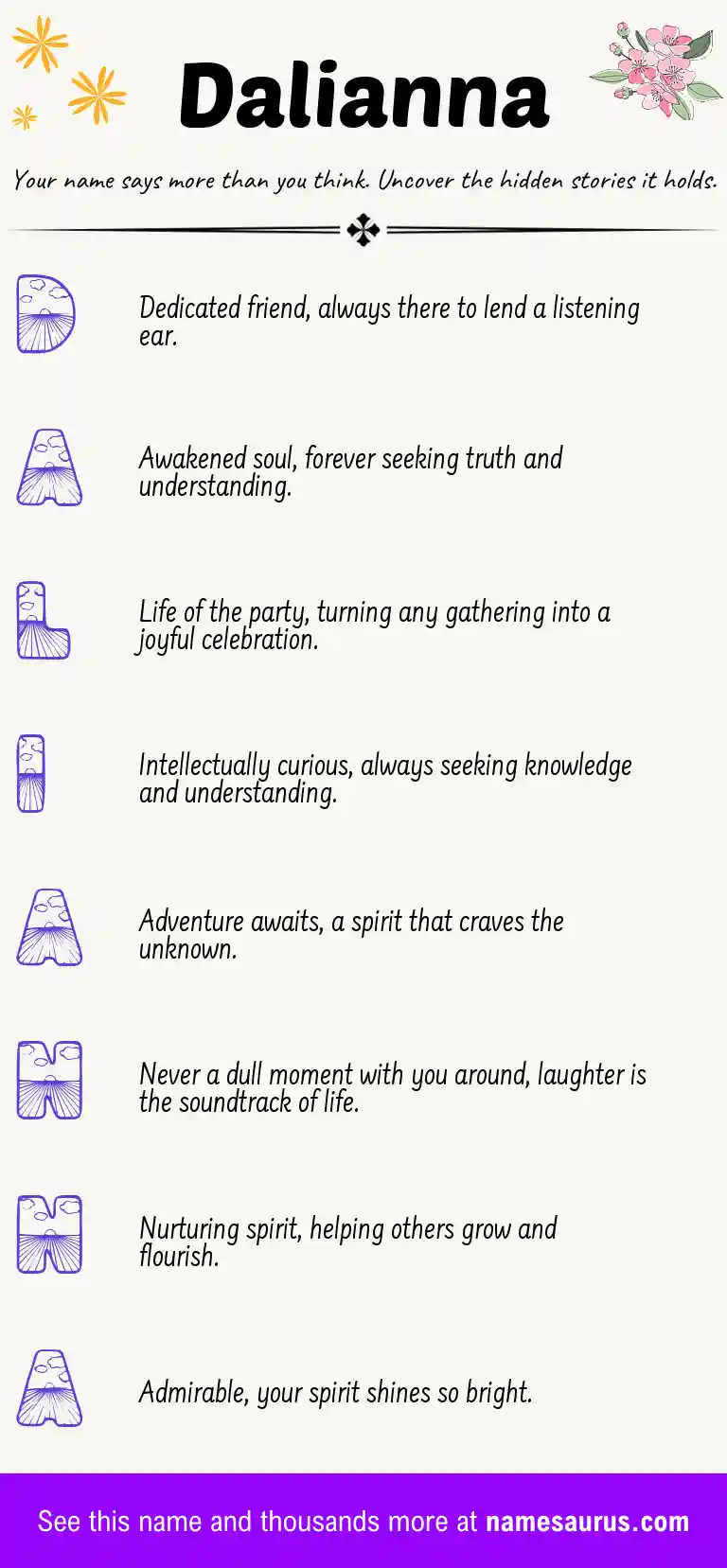 Acrostic poem about Dalianna.