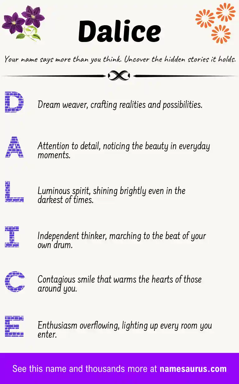 Acrostic poem about Dalice.