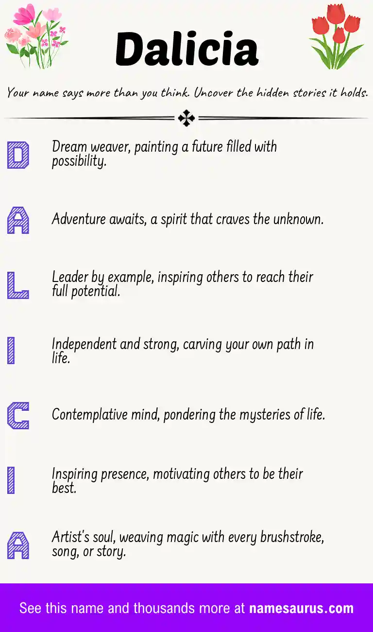 Acrostic poem about Dalicia.