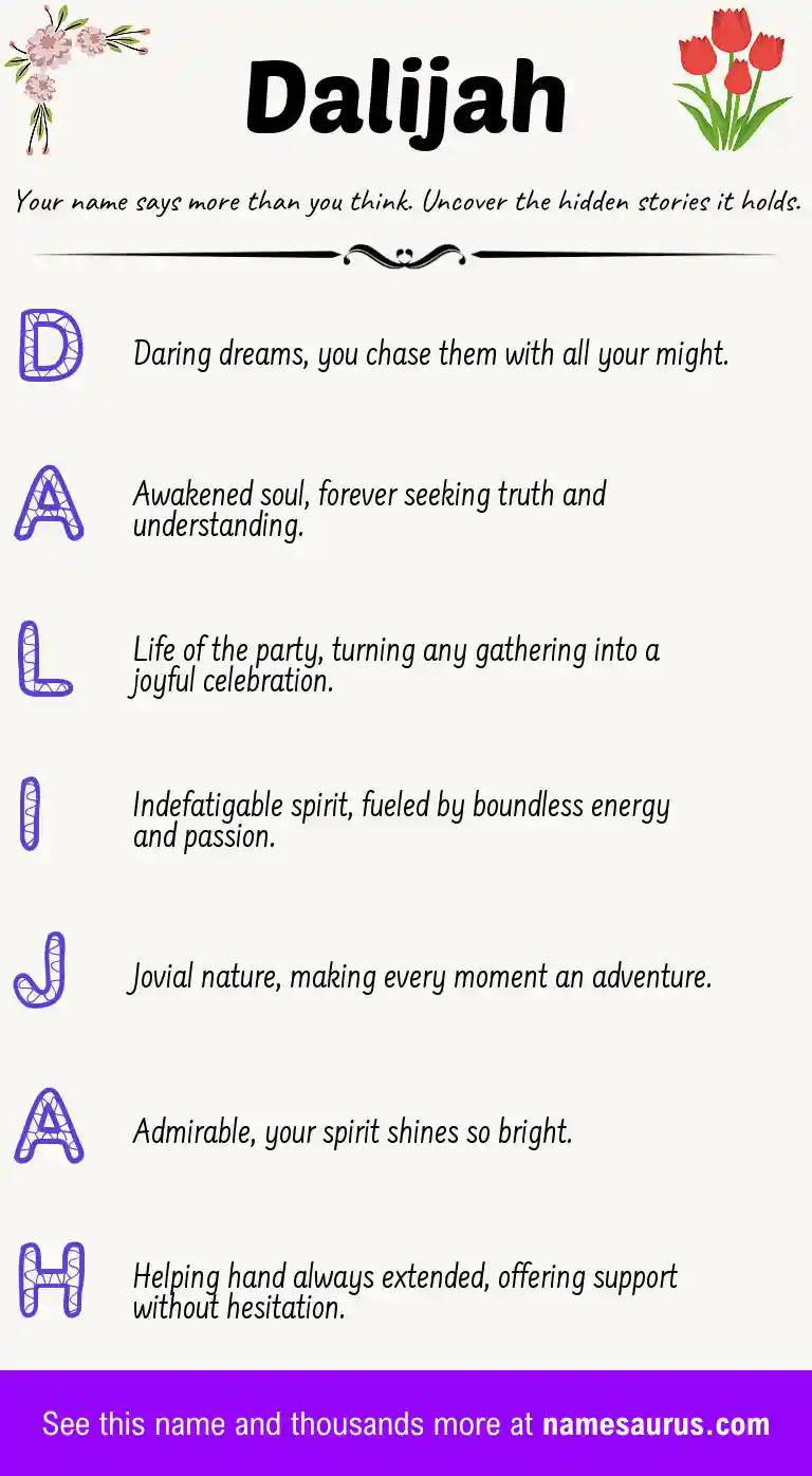 Acrostic poem about Dalijah.
