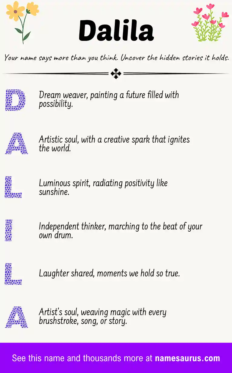 Acrostic poem about Dalila.