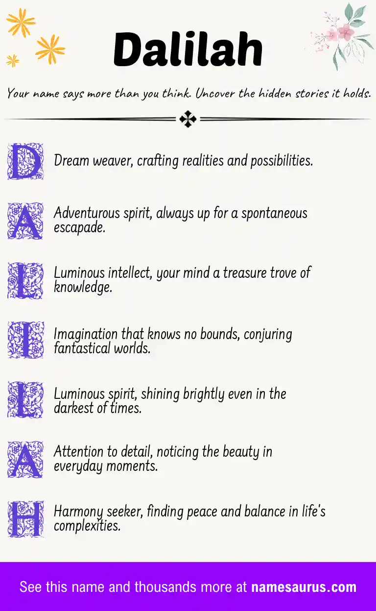 Acrostic poem about Dalilah.