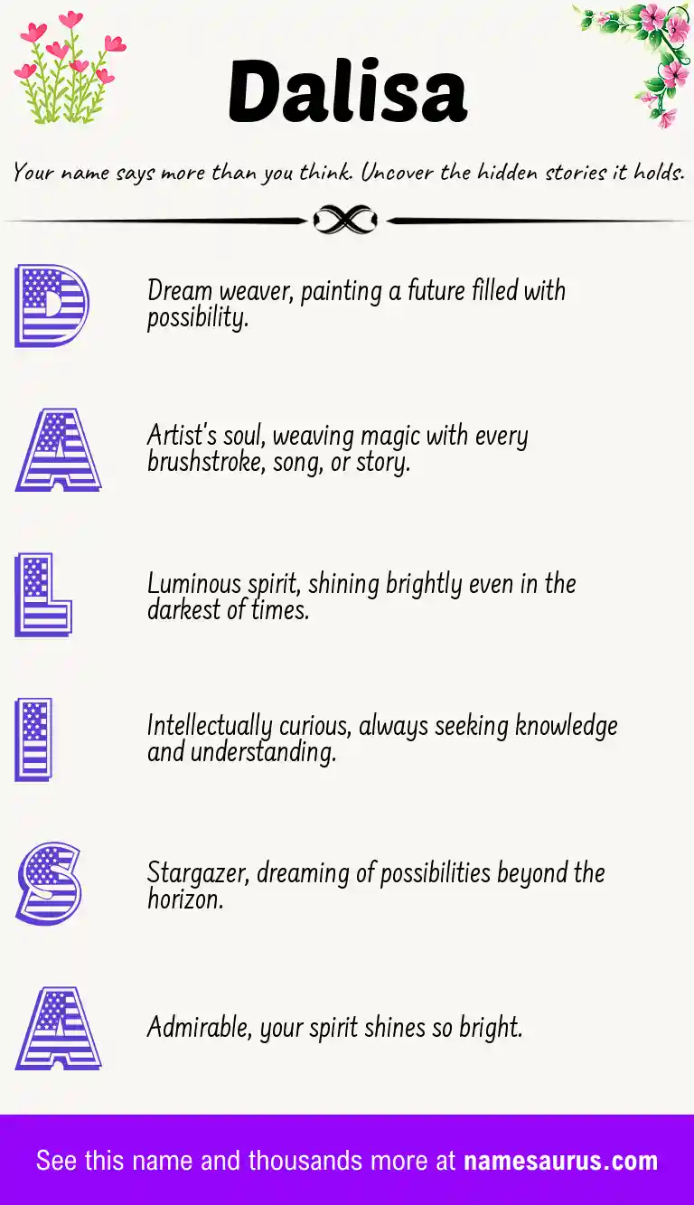 Acrostic poem about Dalisa.