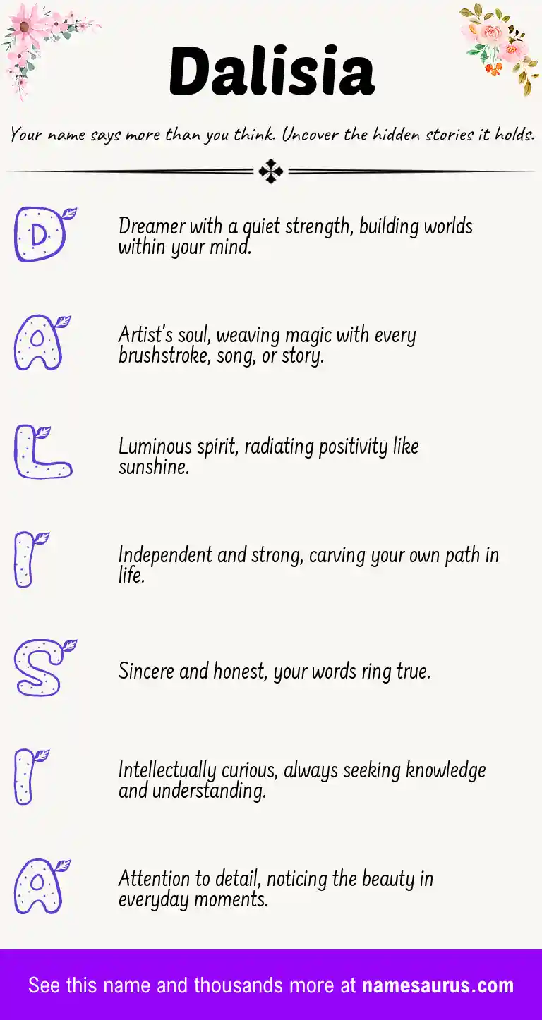 Acrostic poem about Dalisia.