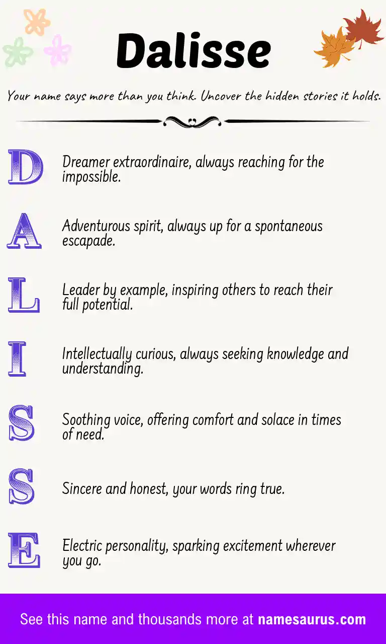 Acrostic poem about Dalisse.