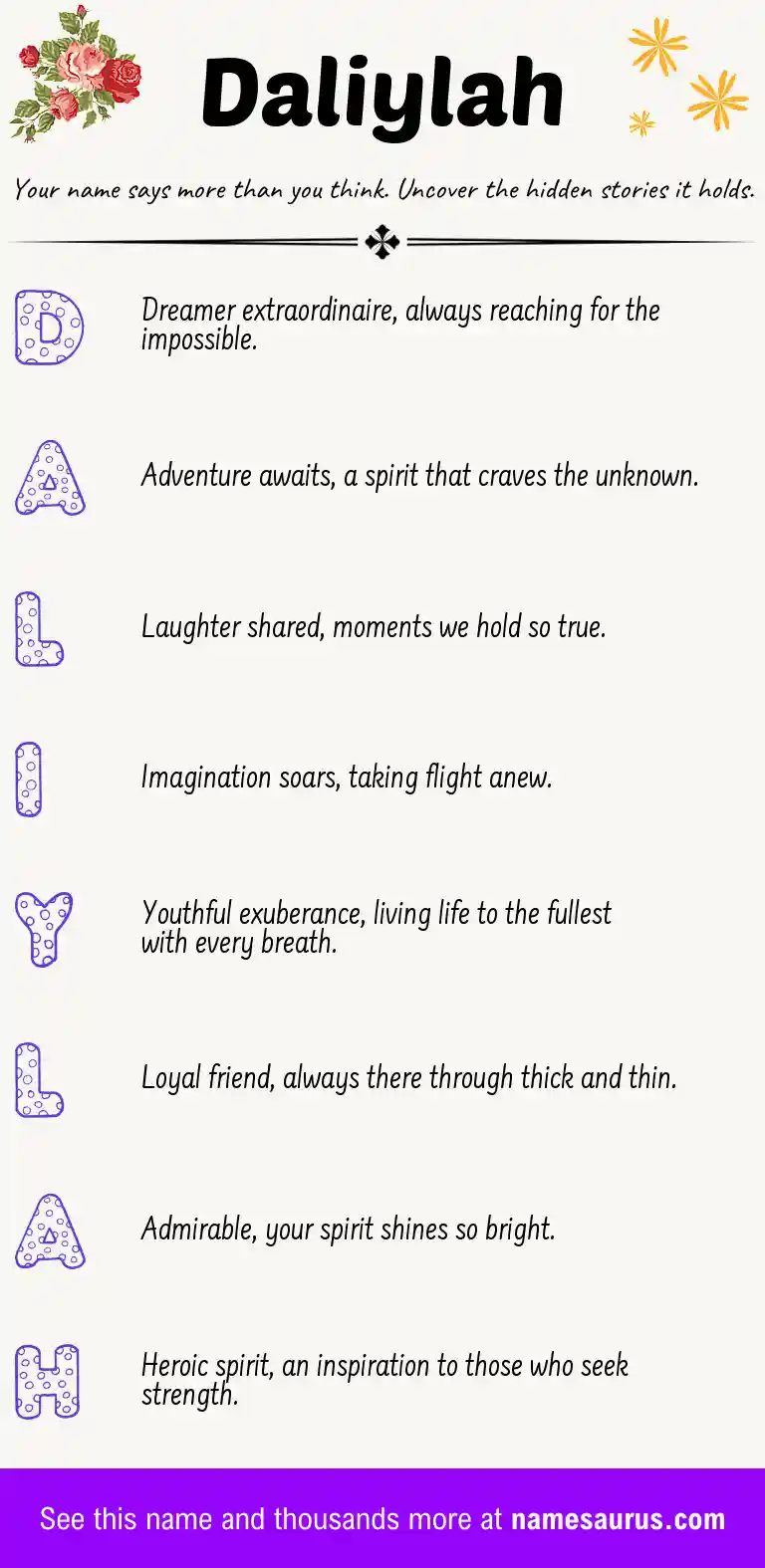 Acrostic poem about Daliylah.