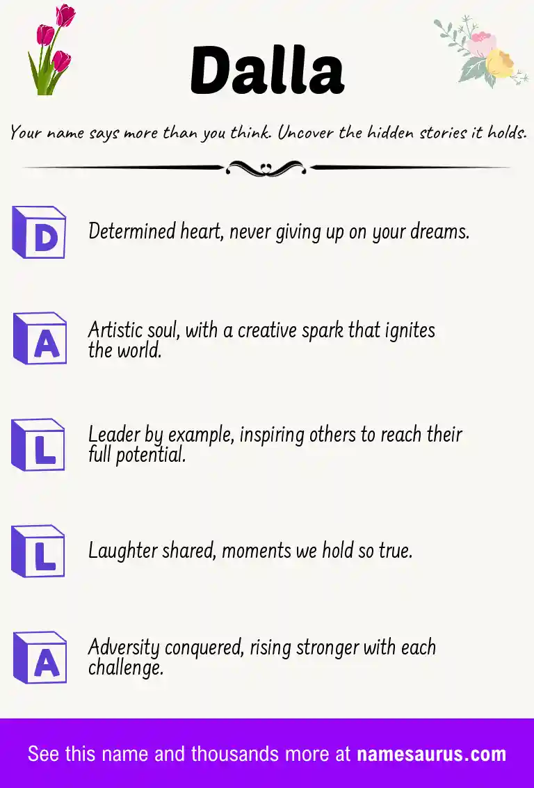 Acrostic poem about Dalla.