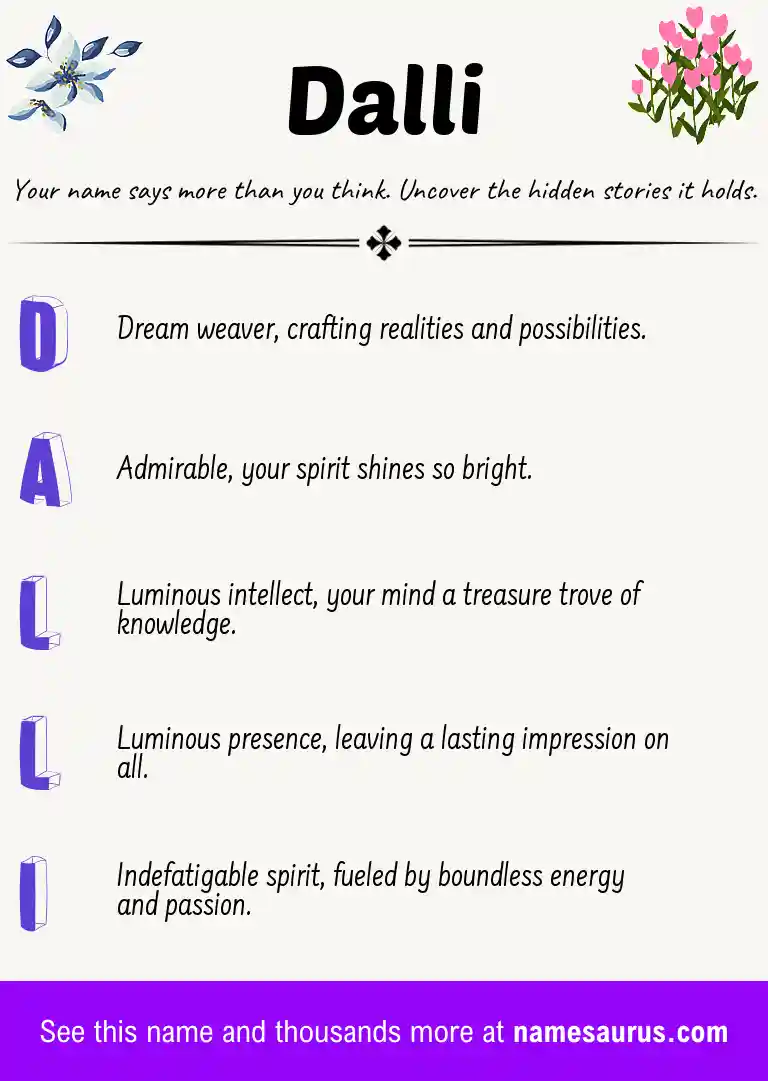 Acrostic poem about Dalli.