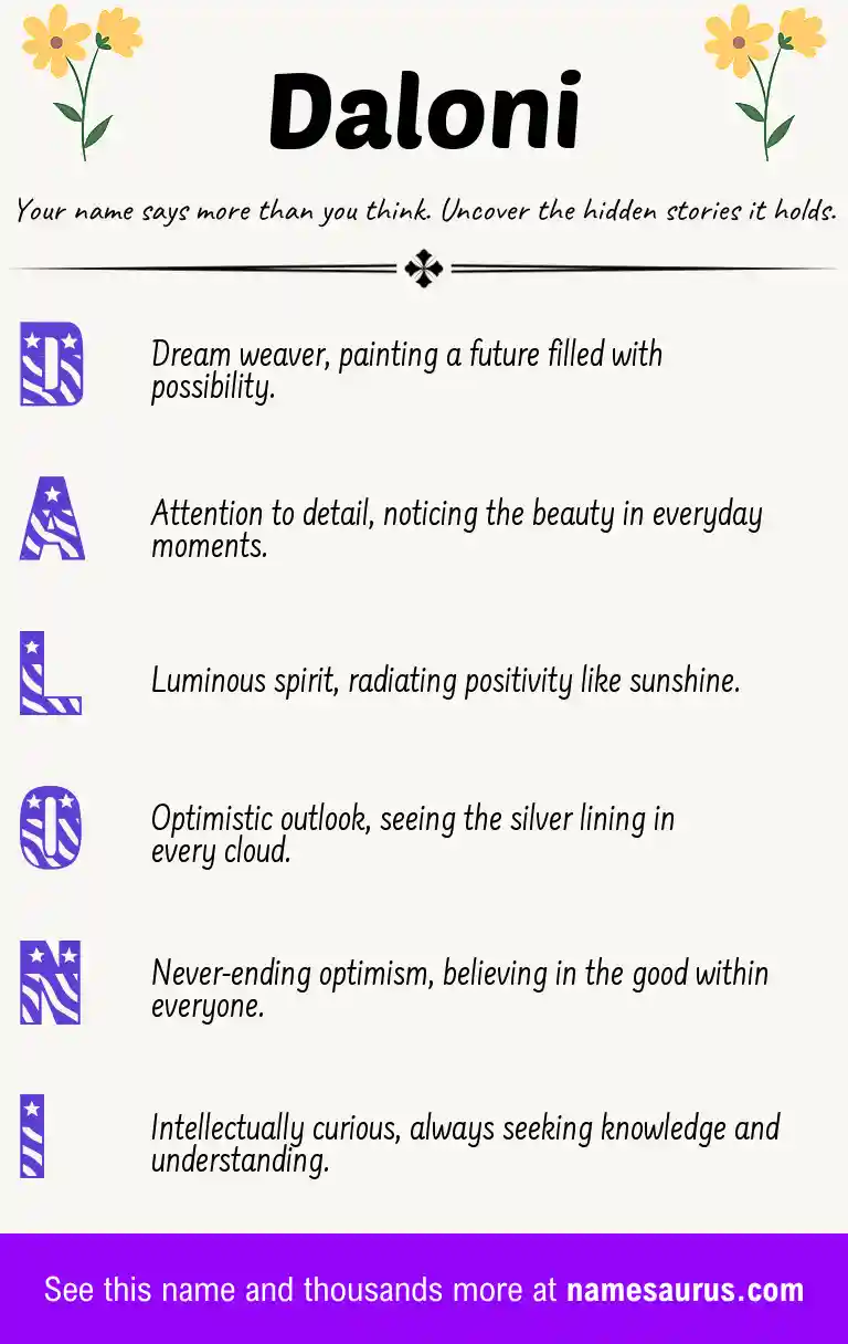 Acrostic poem about Daloni.