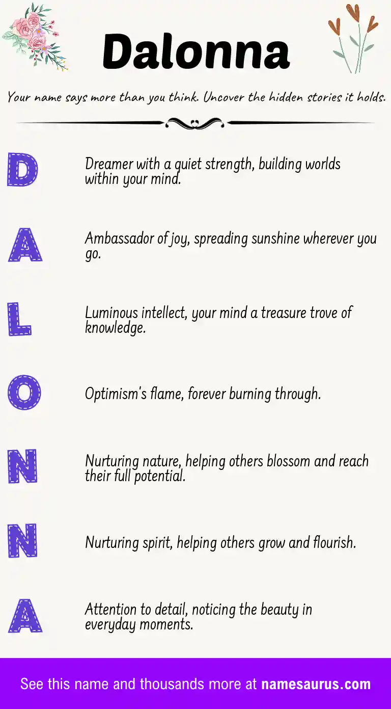 Acrostic poem about Dalonna.