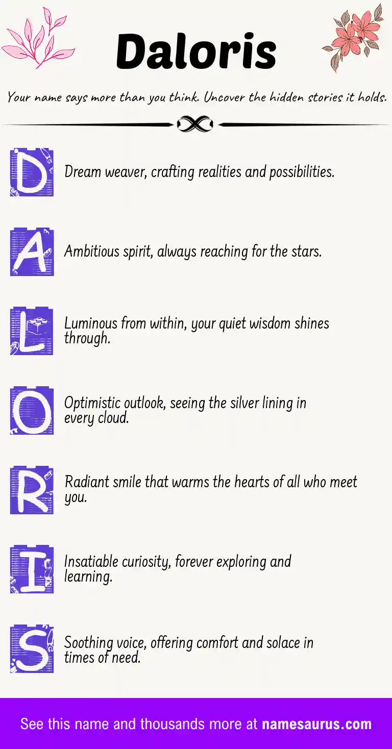Acrostic poem about Daloris.
