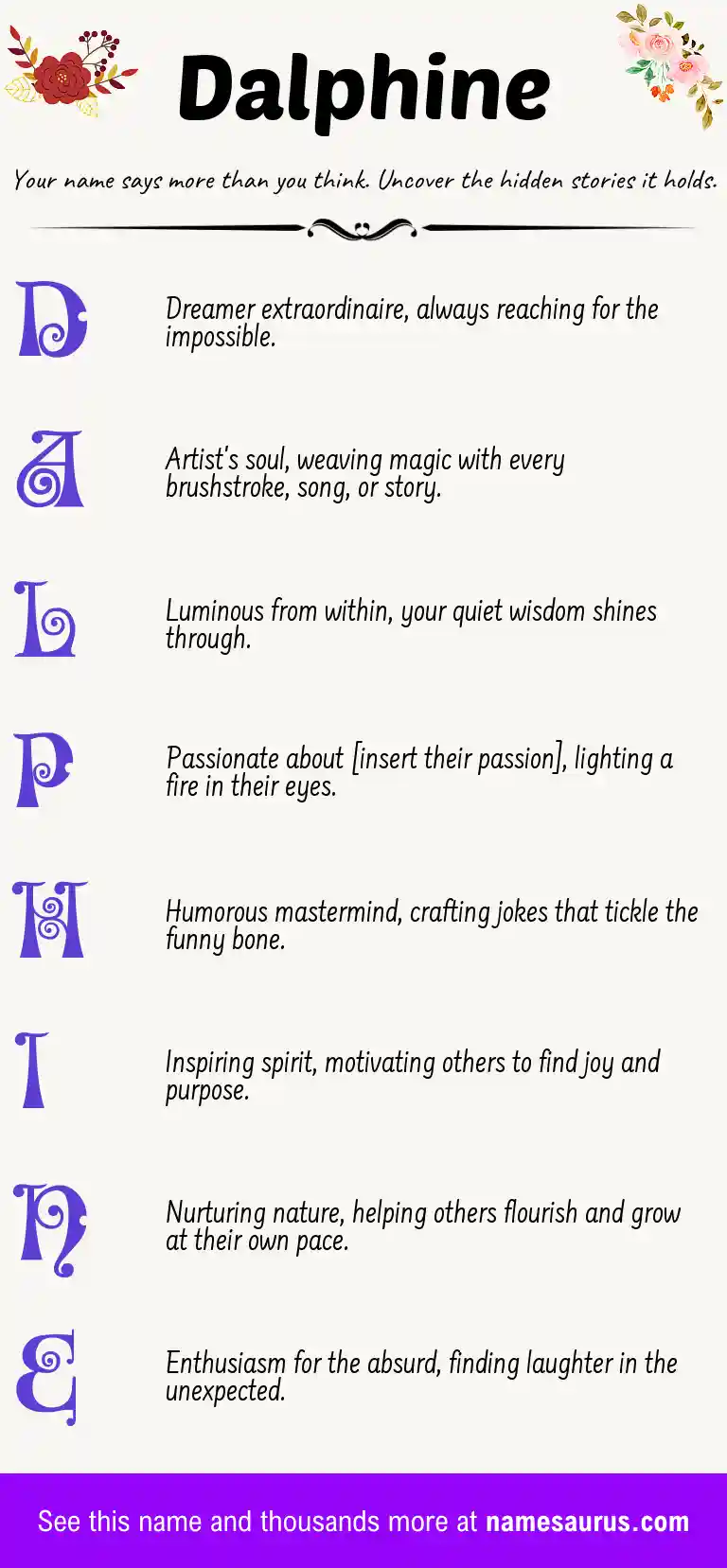 Acrostic poem about Dalphine.
