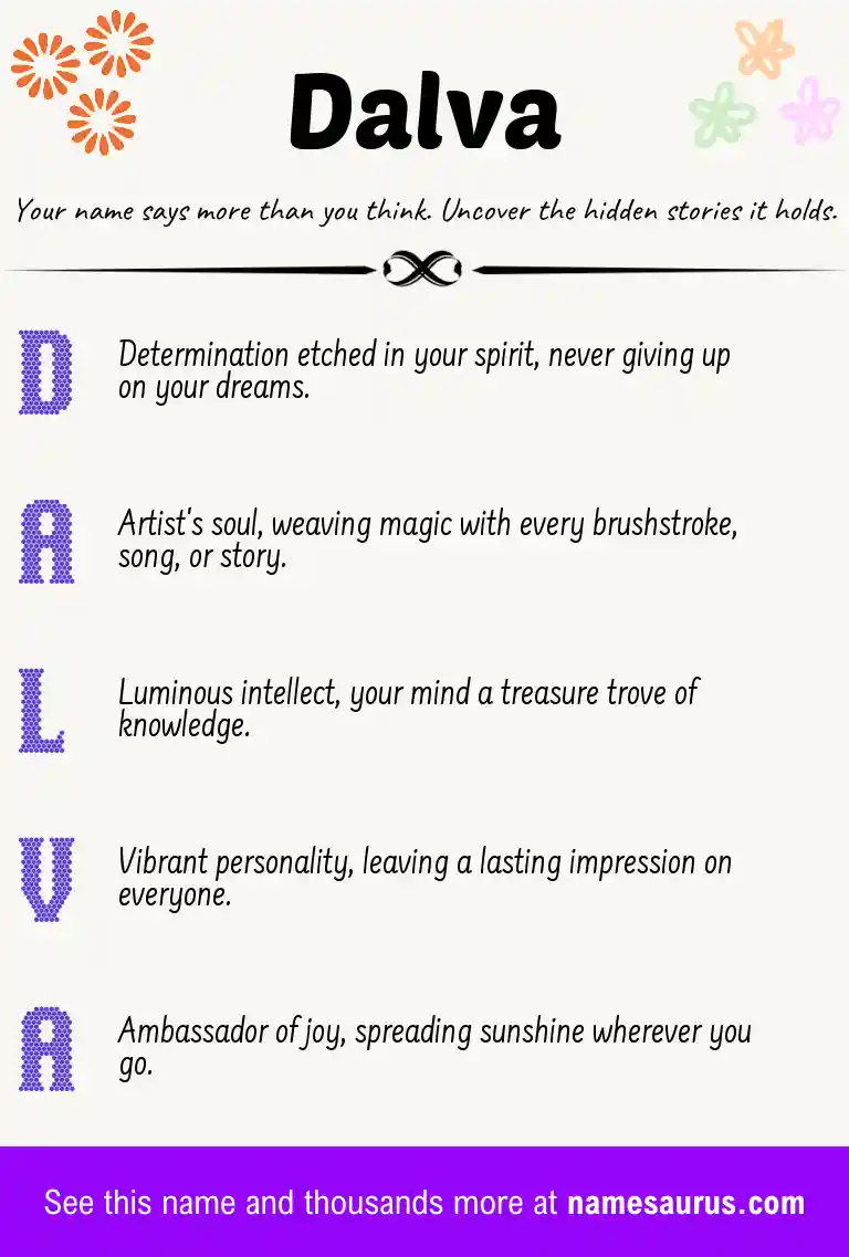 Acrostic poem about Dalva.
