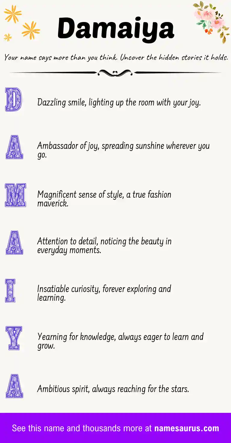 Acrostic poem about Damaiya.