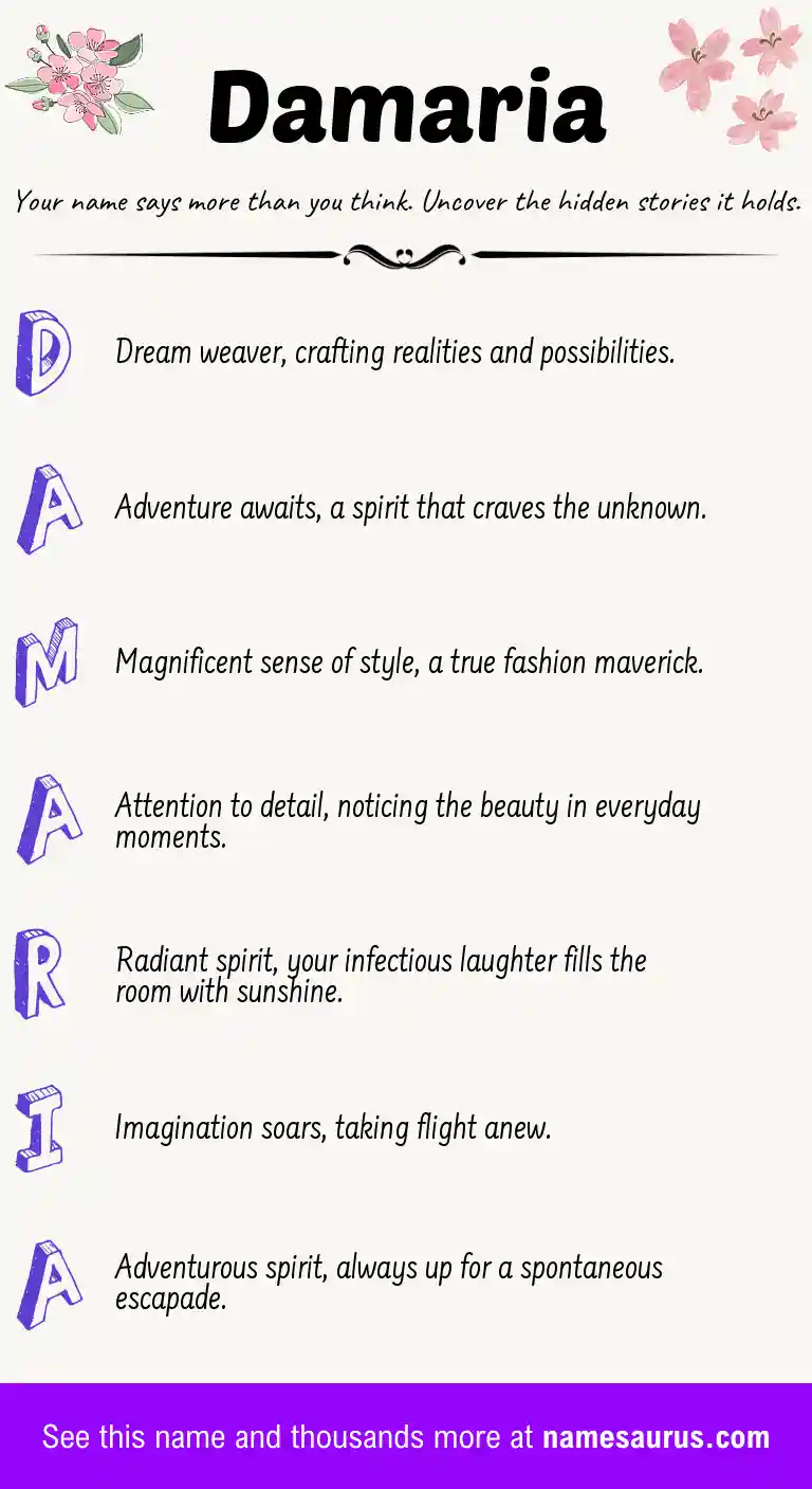 Acrostic poem about Damaria.
