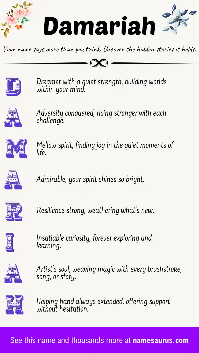 Acrostic poem about Damariah.